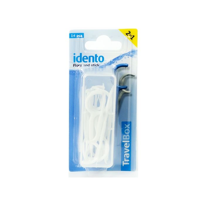 Idento Floss and Stick, TravelBox 14 stk (hvid) 