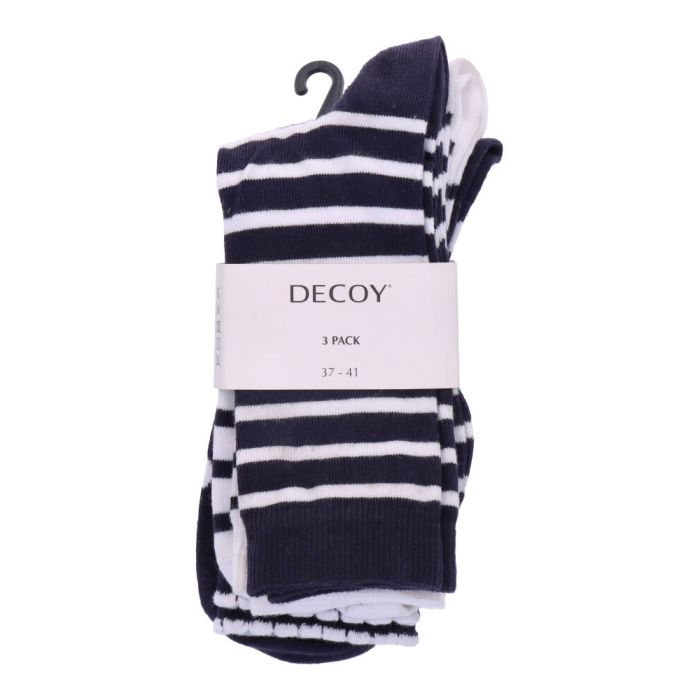 Decoy Socks 3 Pack Navy/White With Stripes Dots 37-41