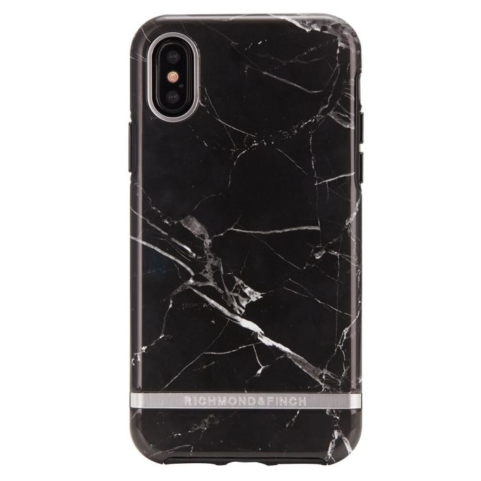 Richmond And Finch Black Marble - Silver iPhone X/Xs Cover 