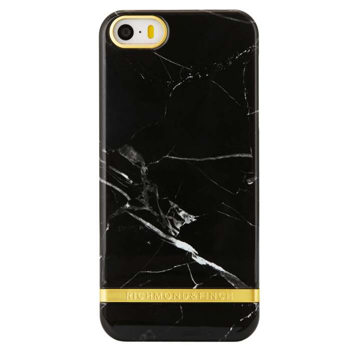 Richmond And Finch Black Marble Glossy - Gold iPhone 5/5S/SE Cover 