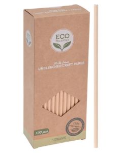 Excellent Houseware ECO Friendly Unbleached Craft Paper Straws 100 pcs.